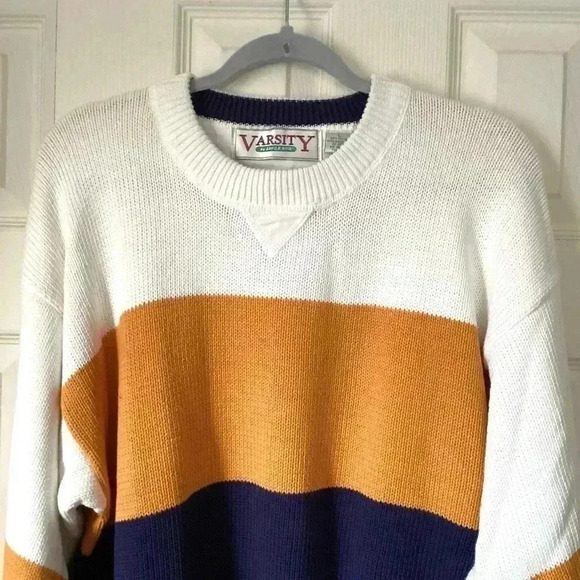 Varsity By Savile Row Sweater Men L  Crew Neck Long Sleeve Knit Pullover Cotton - Picture 2 of 4